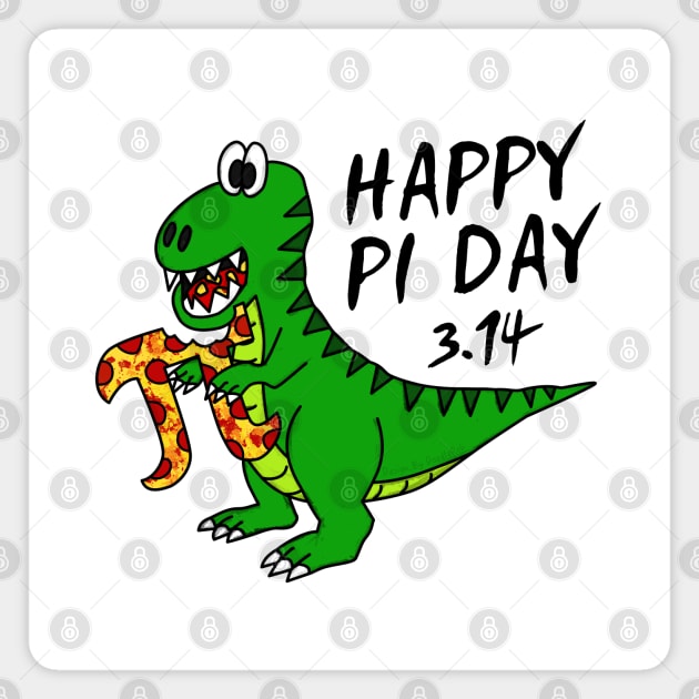 Happy Pi Day Dinosaur T-Rex Pizza Funny Magnet by doodlerob